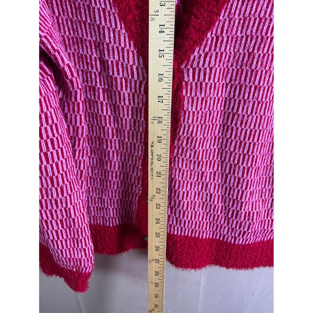 33 Degrees Women Red Pink Christmas Cardigan Sweater Tree Buttons XL Holiday - Picture 8 of 12